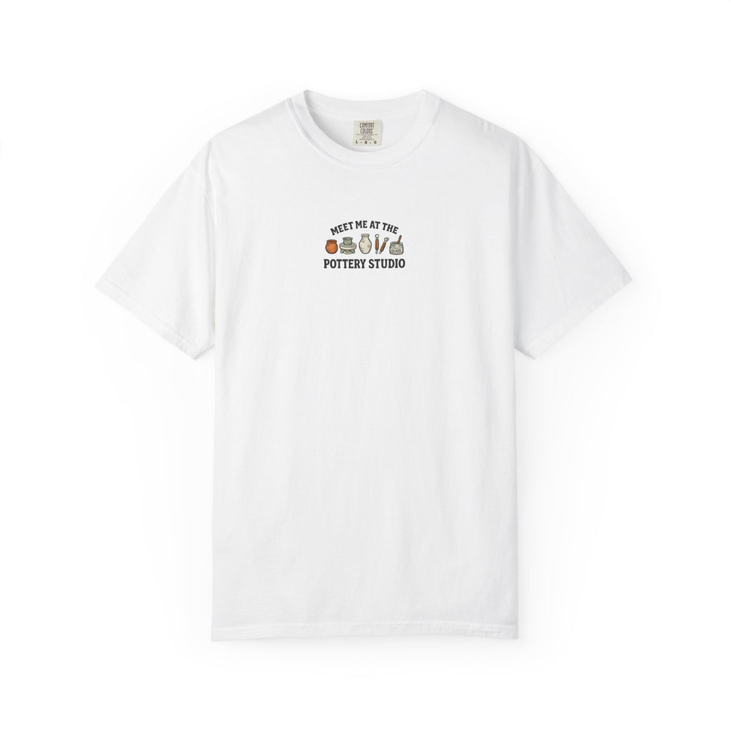 Pottery Studio T-Shirt - "Meet Me At The Pottery Studio" Ceramic Wheel & Tools Tee