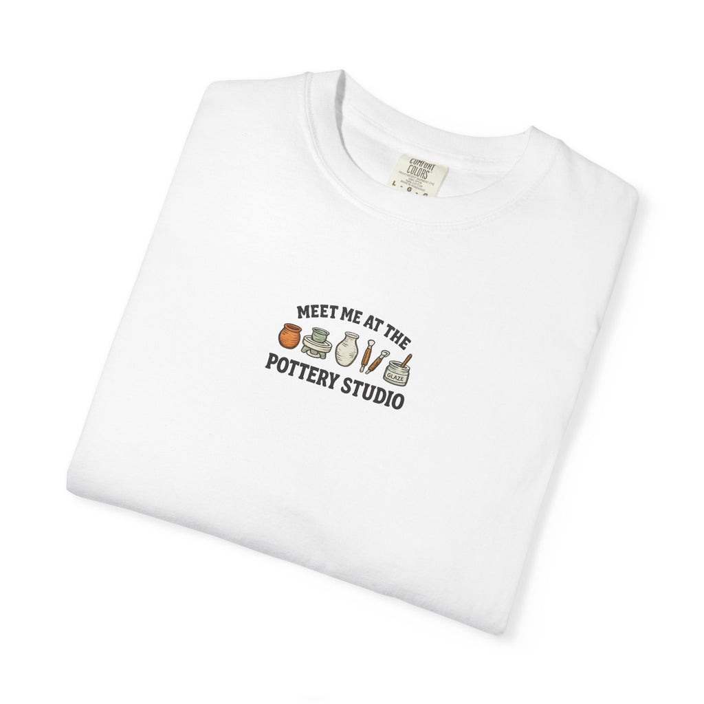 Pottery Studio T-Shirt - "Meet Me At The Pottery Studio" Ceramic Wheel & Tools Tee