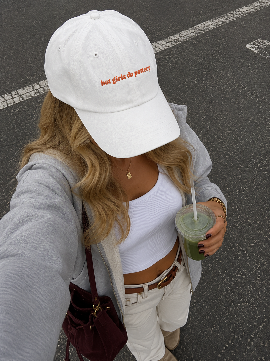 'hot girls do pottery' embroidered baseball cap