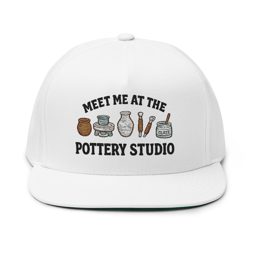 "meet me at the pottery studio" embroidered hat