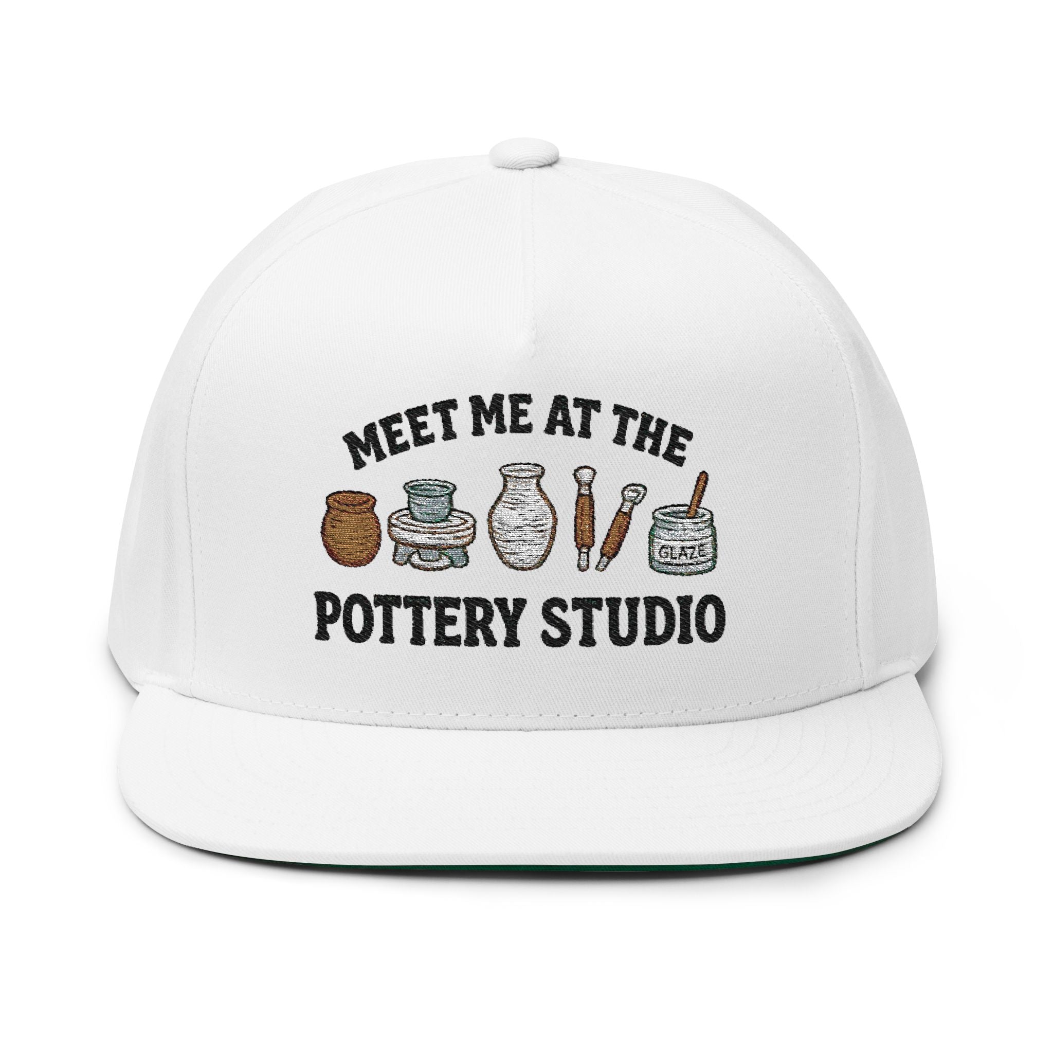 "meet me at the pottery studio" embroidered hat